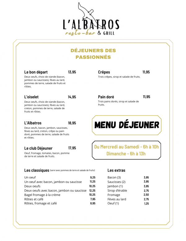 Menu dejeuner